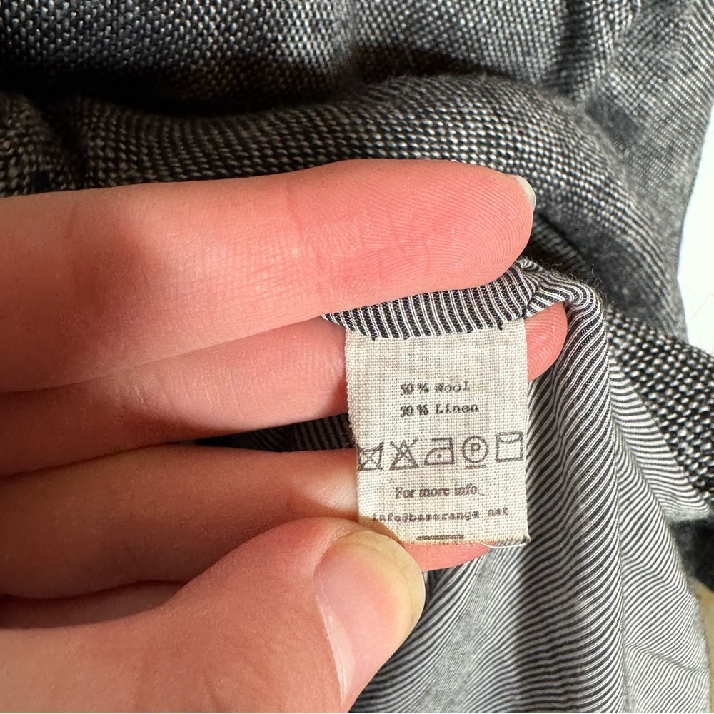 Base Range Lagenlook Sustainable Gray Wool Linen Blend Trench Coat Size Medium - Picture 7 of 7
